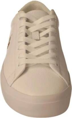 Ralph Lauren Witte Leren Sneakers met Kameeldetail Beige Heren