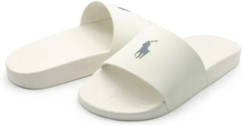 Ralph Lauren Wit en Blauw Slide Sandalen White Heren