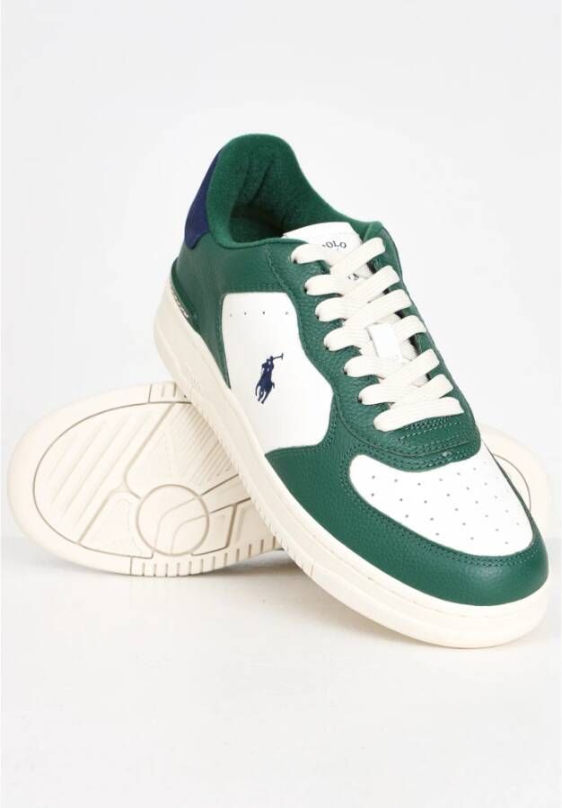 Ralph Lauren Wit Groen Blauw Lage Profiel Sneakers Multicolor Heren