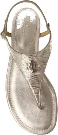 Ralph Lauren Zilver Metallic Leren Sandaal Gray Dames