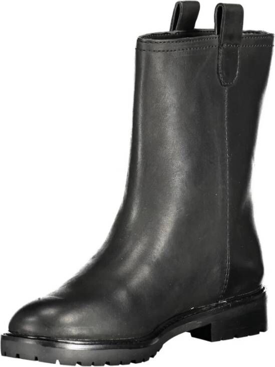 Ralph Lauren Zwarte polyester laarzen met contrastdetails Black Dames