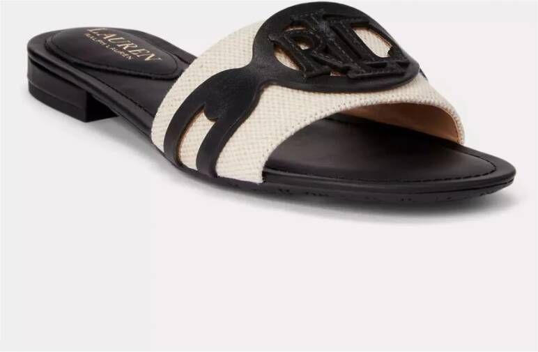 Ralph Lauren Zwarte slippers met Alegra-logo Black Dames