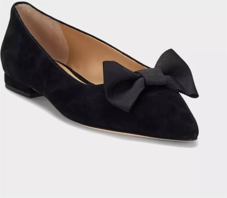 Ralph Lauren Zwarte suède ballerina flats met strik