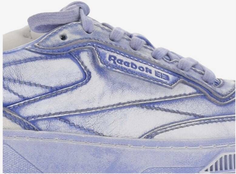 Reebok Leren Sneakers Veters Logo Ronde Neus Blue Heren
