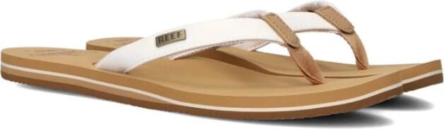 Reef Witte Leren Look Kussen Slippers