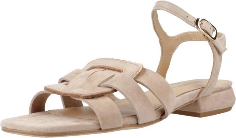 Regarde le Ciel Stijlvolle Platte Sandalen voor Vrouwen Beige Dames