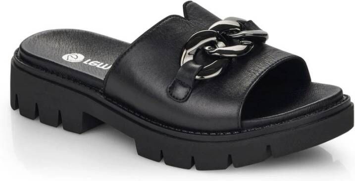 Remonte black casual open slippers Zwart Dames