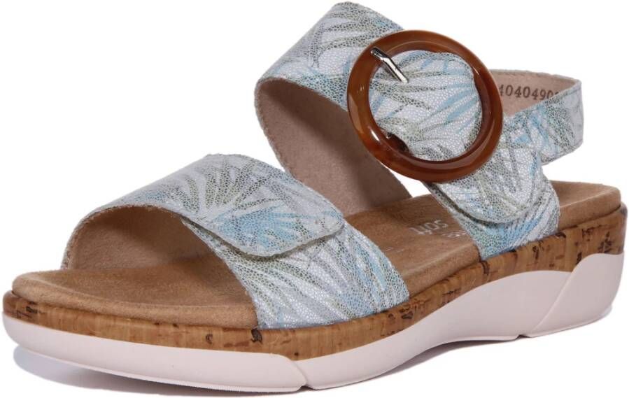 Remonte Blauw Witte Platte Sandalen Vrouwen
