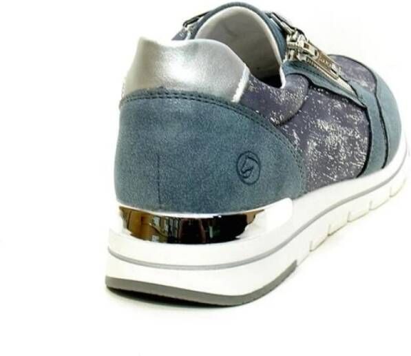 Remonte Blauwe Combi Sneaker met Metallic Accenten