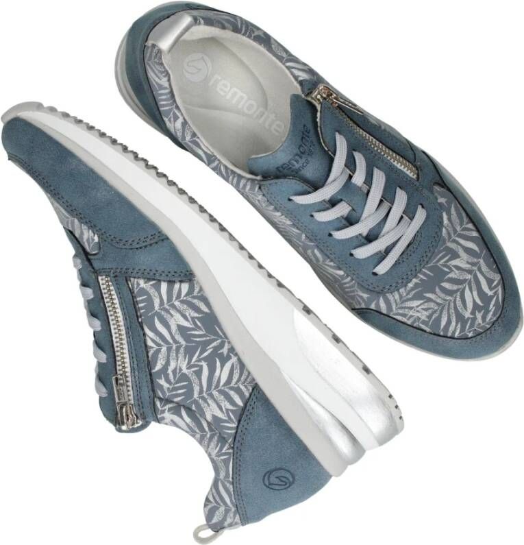 Remonte Blauwe Sneakers met Bladerenmotief voor Dames Blue Dames