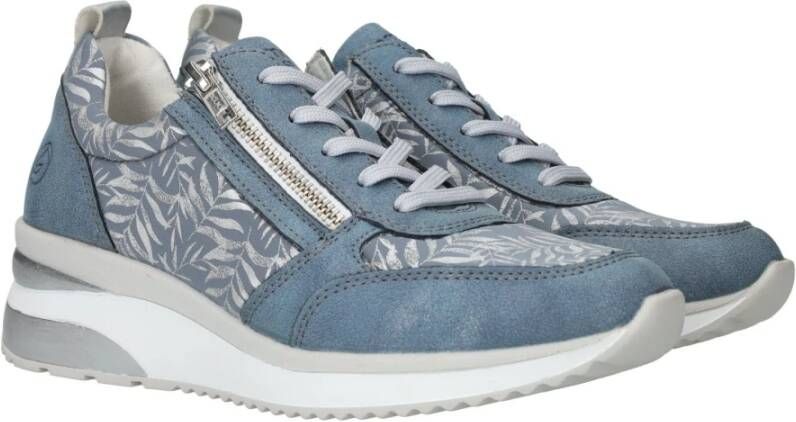 Remonte Blauwe Sneakers met Bladerenmotief voor Dames Blue Dames