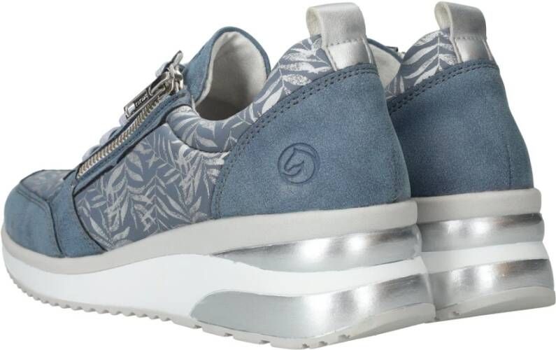 Remonte Blauwe Sneakers met Bladerenmotief voor Dames Blue Dames