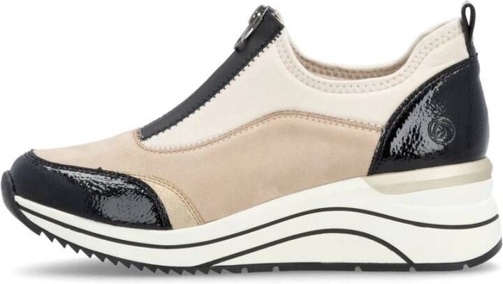 Remonte Champagne Sneaker met Rits en Elastische Kraag