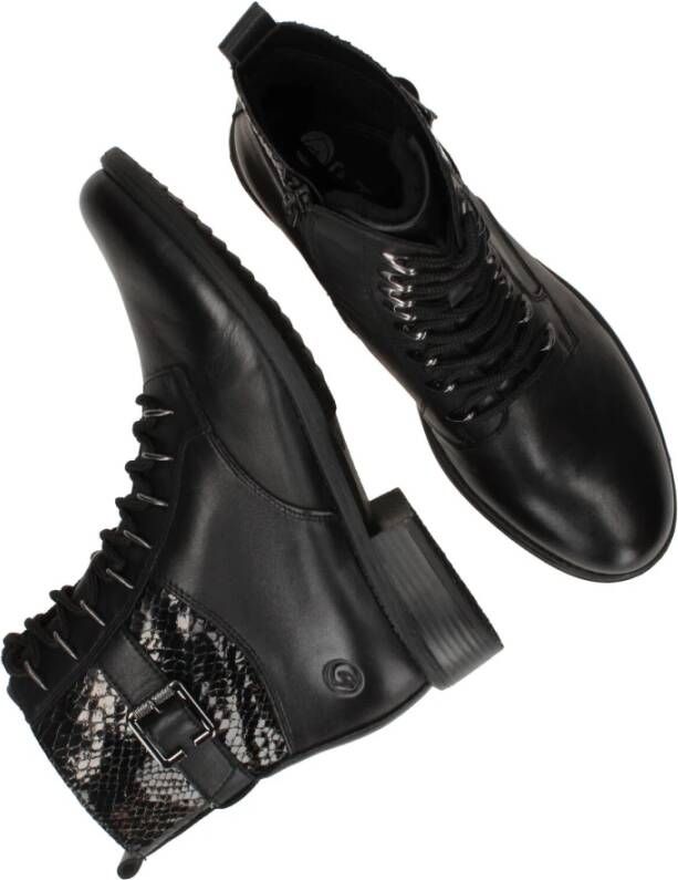 Remonte Elegante Zwarte Leren Enkellaarsjes Black Dames