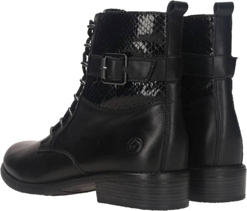 Remonte Elegante Zwarte Leren Enkellaarsjes Black Dames