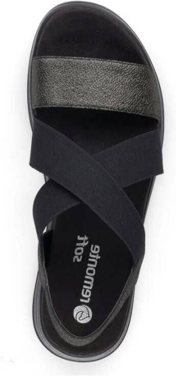 Remonte nero casual open sandals Zwart Dames