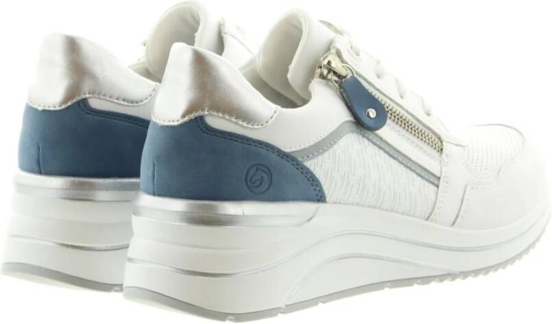 Remonte Wit Blauwe Sneaker met Ingebouwde Hak