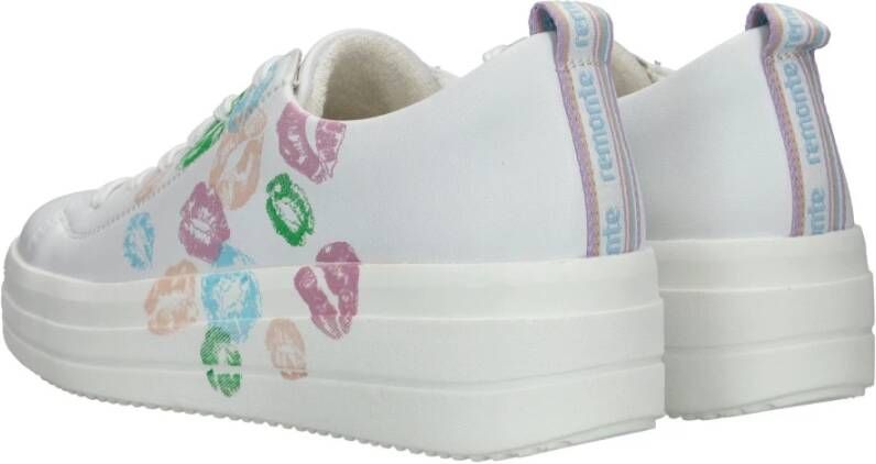 Remonte Witte Sneaker met Gekleurd Mond Patroon White Dames