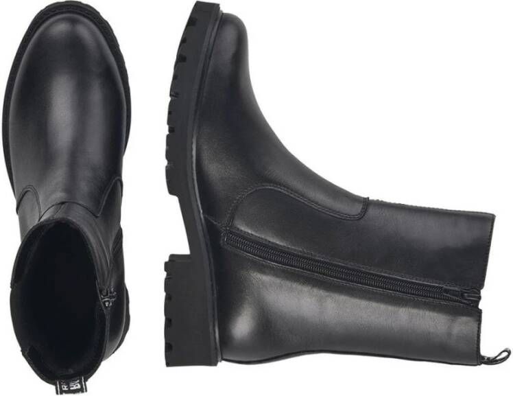 Remonte Zwarte Leren Enkellaarsjes Vrouwen Black Dames