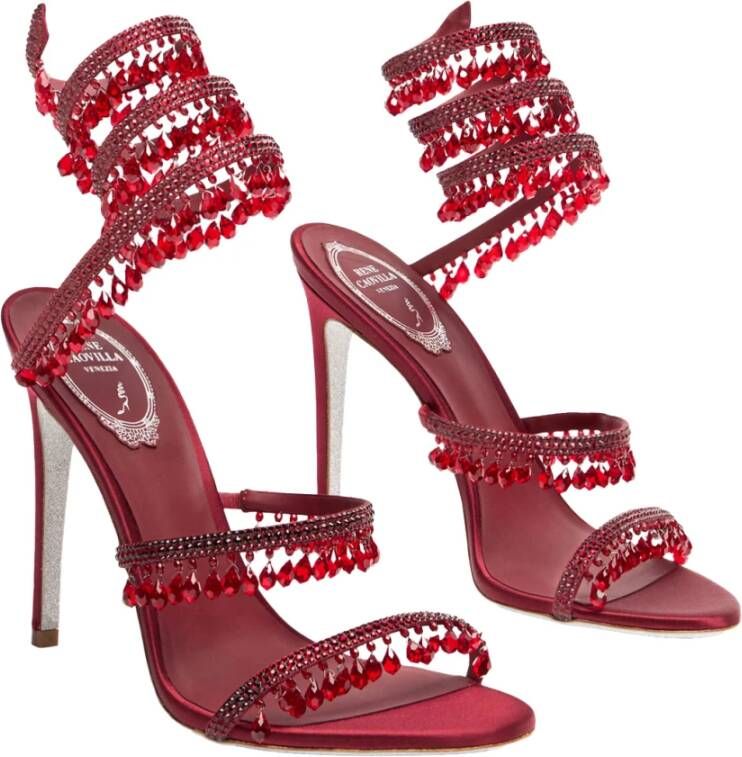 René Caovilla Burgundy Chandelier High Sandals in Rood