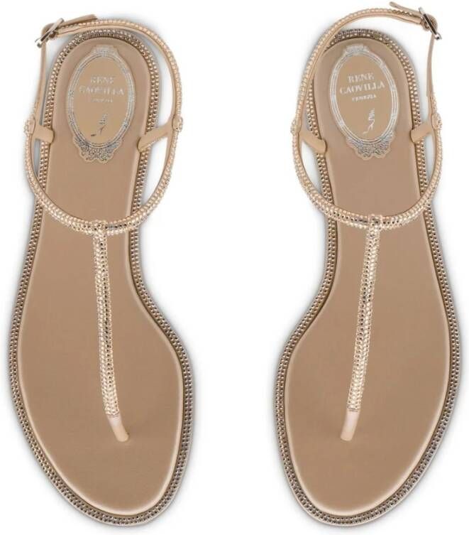René Caovilla Flat Sandals Geel Dames