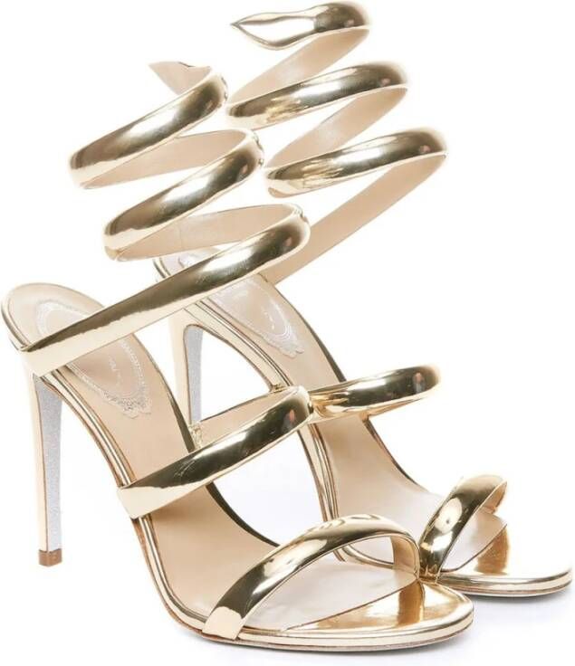 René Caovilla Gouden Strappy Sandalen Yellow Dames