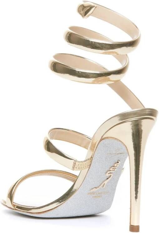 René Caovilla Gouden Strappy Sandalen Yellow Dames