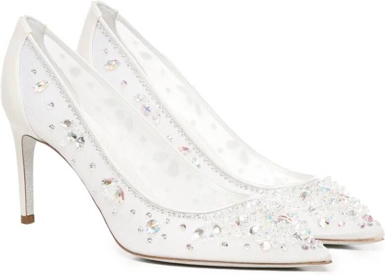 René Caovilla Kristalversierde witte sandalen White Dames