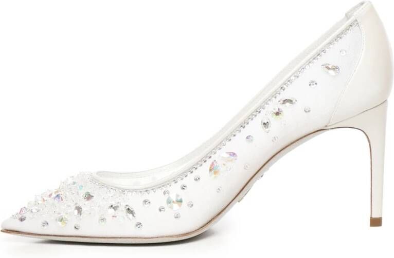 René Caovilla Kristalversierde witte sandalen White Dames