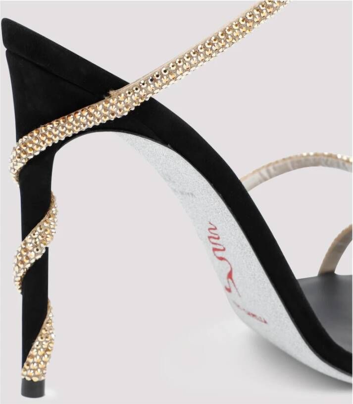 René Caovilla Metallic Enkellaarzen met Kristalband