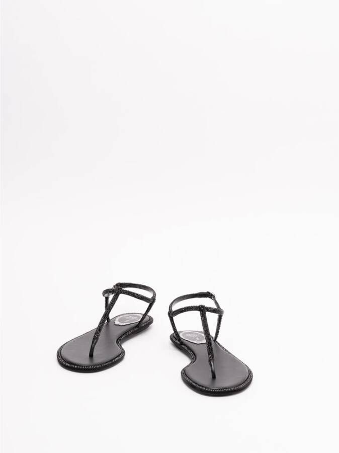 René Caovilla Platte sandalen Zwart Dames
