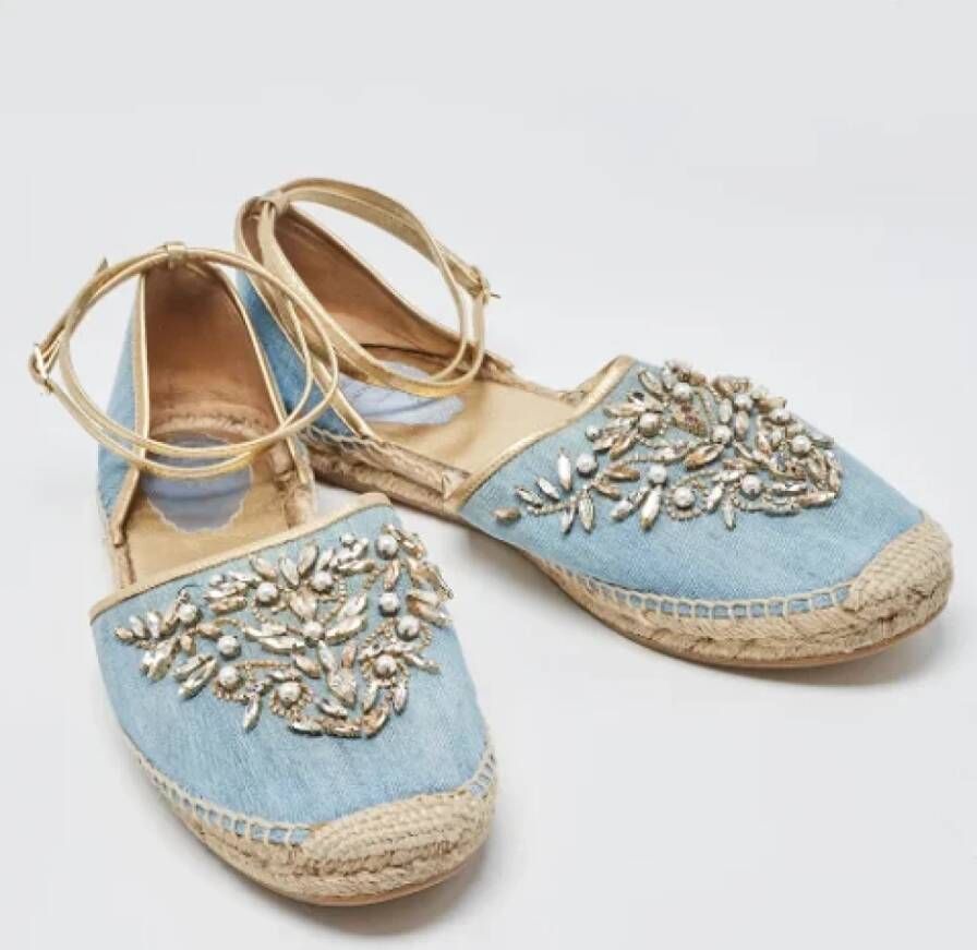 René Caovilla Pre-owned Denim flats Blue Dames