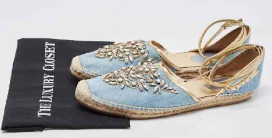 René Caovilla Pre-owned Denim flats Blue Dames