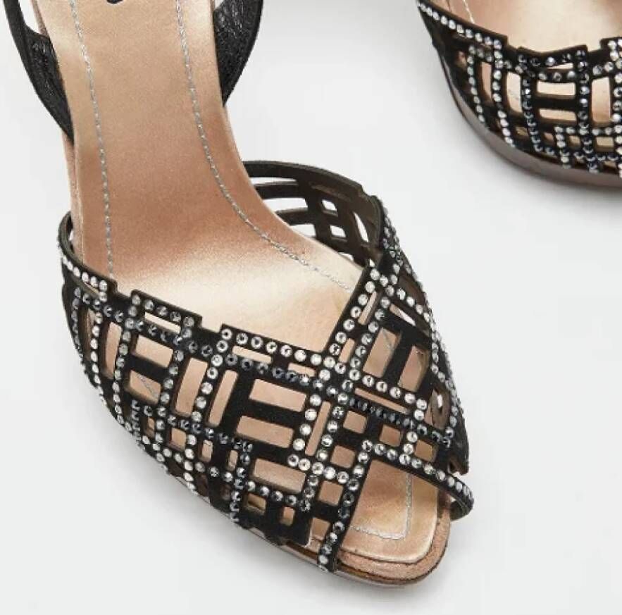 René Caovilla Pre-owned Fabric sandals Black Dames