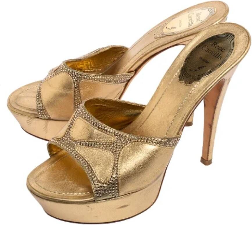 René Caovilla Pre-owned Fabric sandals Yellow Dames