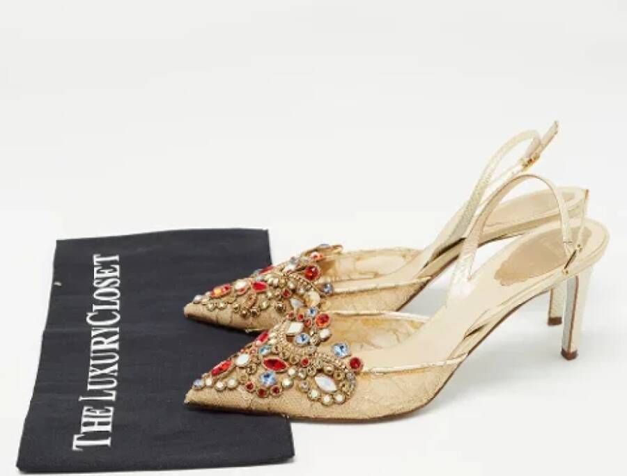 René Caovilla Pre-owned Lace heels Beige Dames