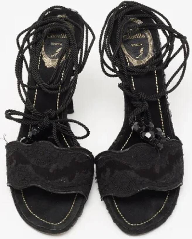 René Caovilla Pre-owned Lace sandals Black Dames