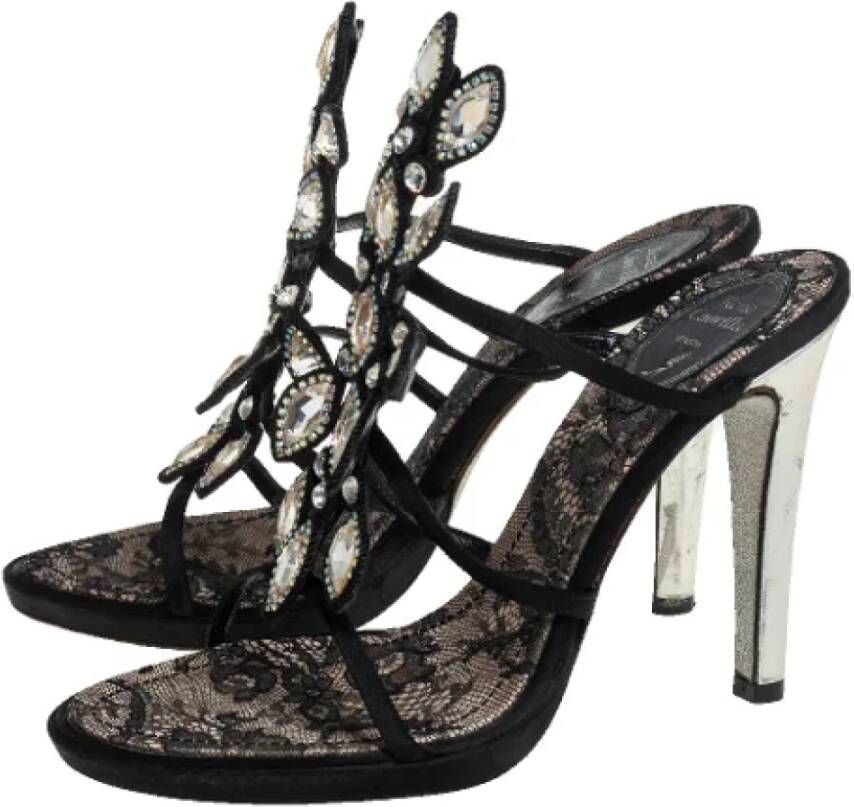 René Caovilla Pre-owned Satin sandals Black Dames