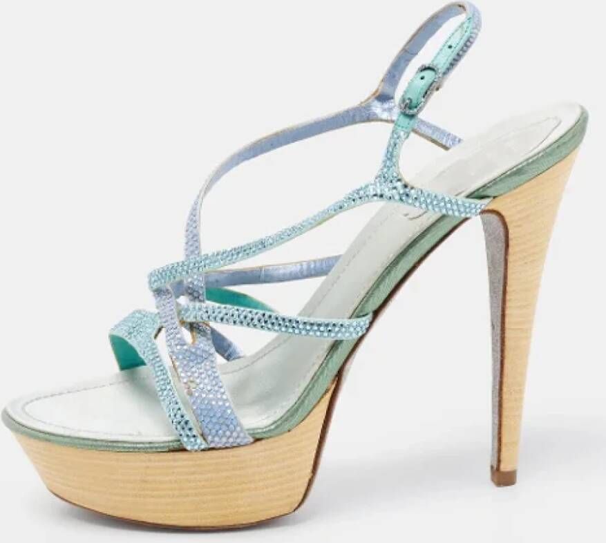 René Caovilla Pre-owned Satin sandals Blue Dames