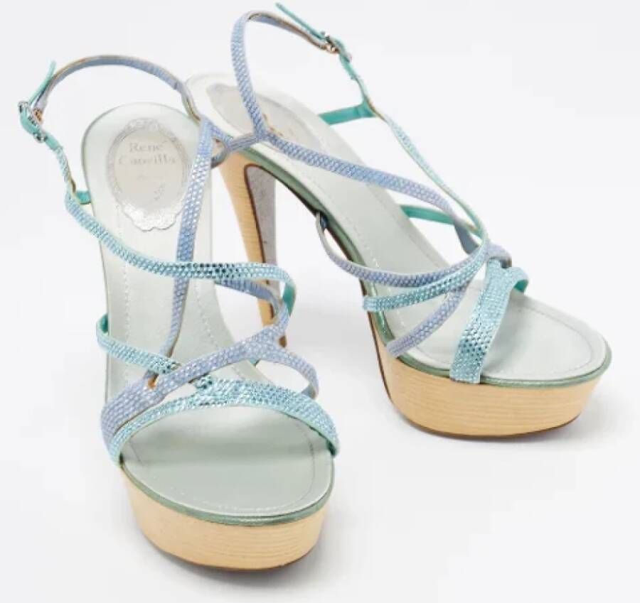 René Caovilla Pre-owned Satin sandals Blue Dames