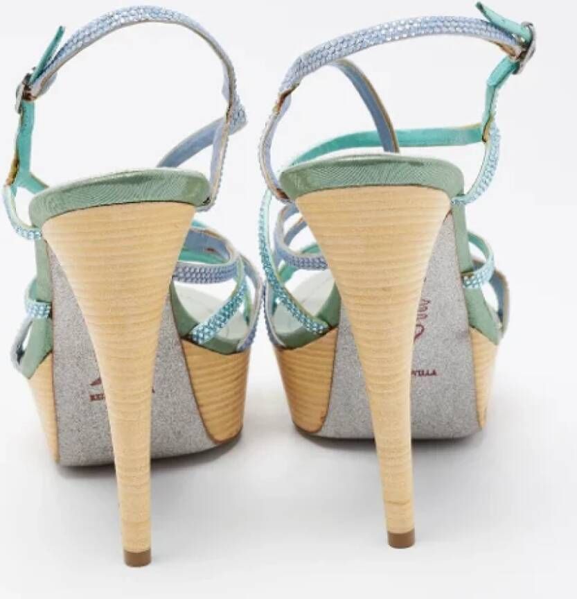 René Caovilla Pre-owned Satin sandals Blue Dames