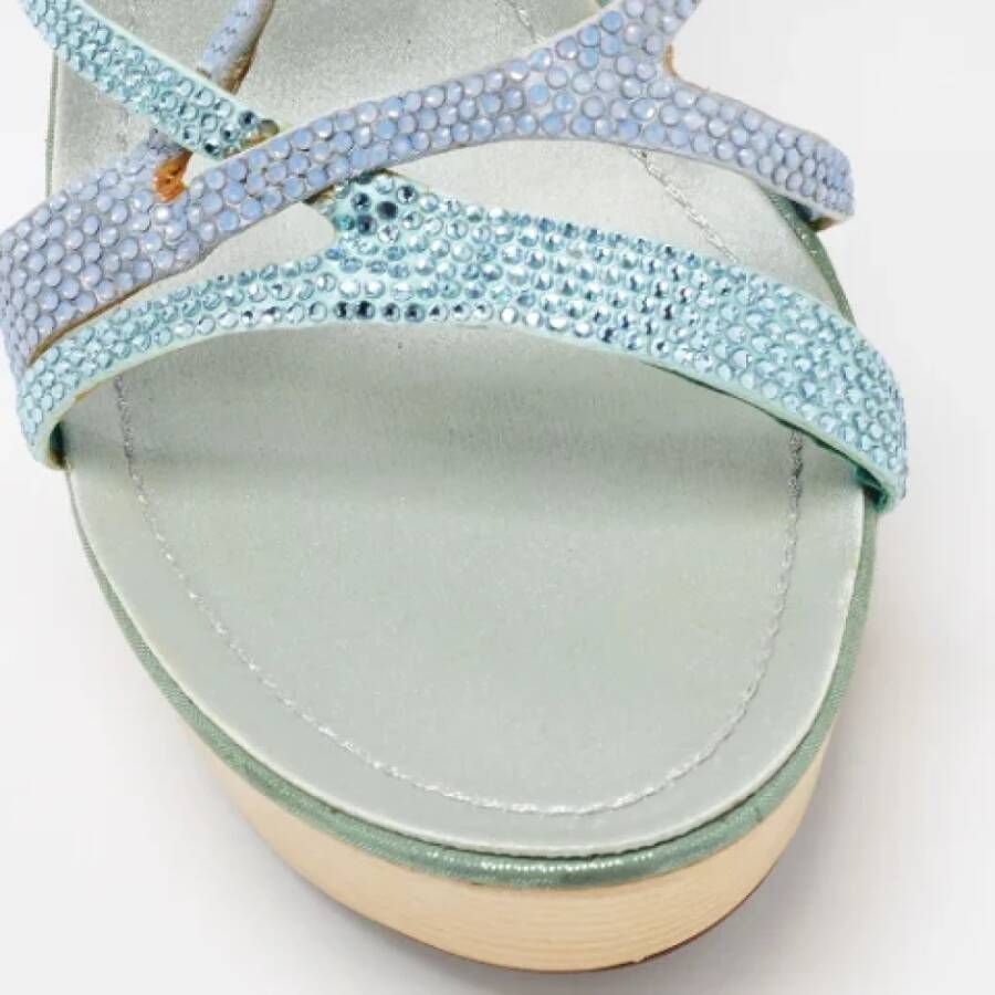 René Caovilla Pre-owned Satin sandals Blue Dames