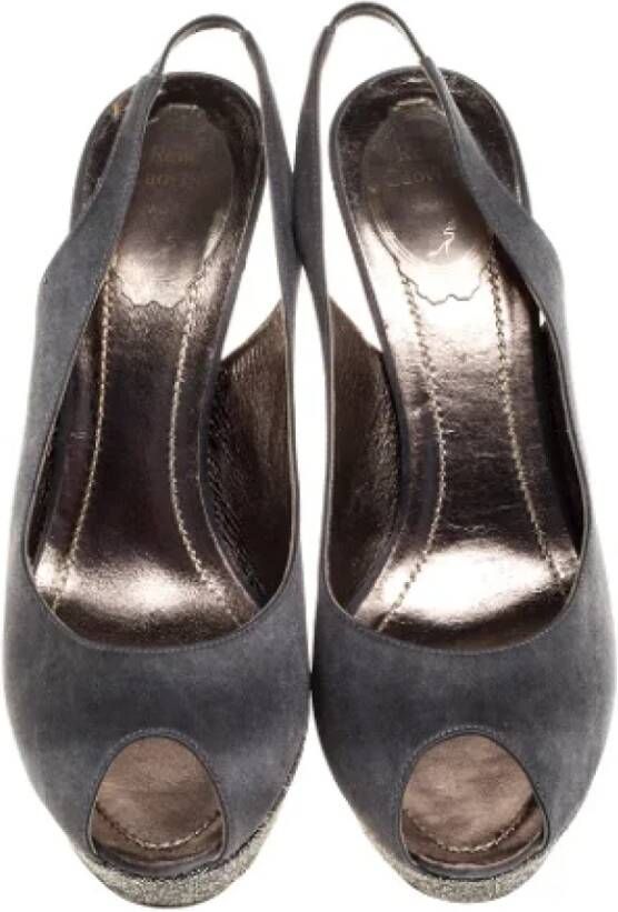 René Caovilla Pre-owned Satin sandals Gray Dames
