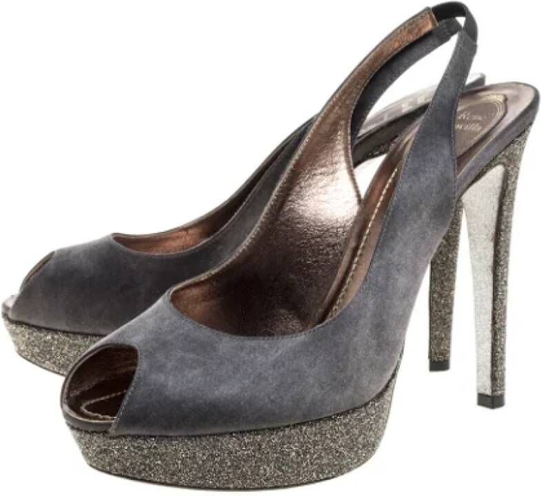 René Caovilla Pre-owned Satin sandals Gray Dames