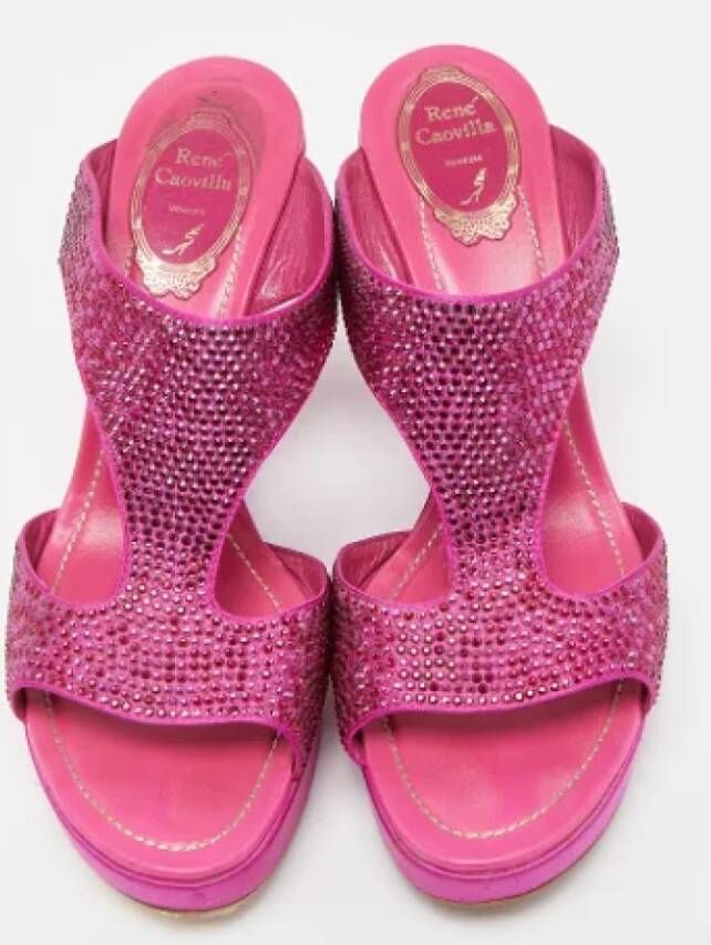 René Caovilla Pre-owned Satin sandals Pink Dames