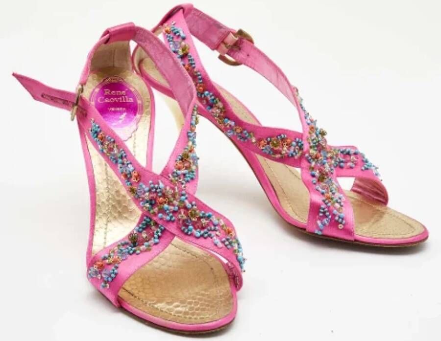 René Caovilla Pre-owned Satin sandals Pink Dames