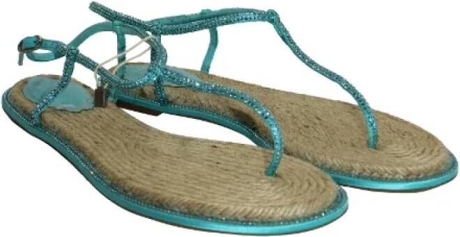 René Caovilla Pre-owned Silk sandals Blue Dames