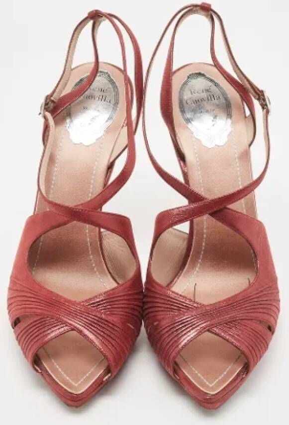 René Caovilla Pre-owned Suede sandals Red Dames