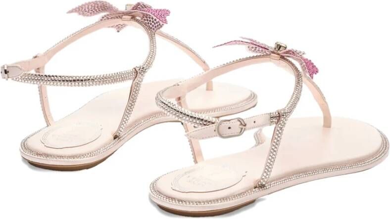 René Caovilla Roze Leren Sandalen