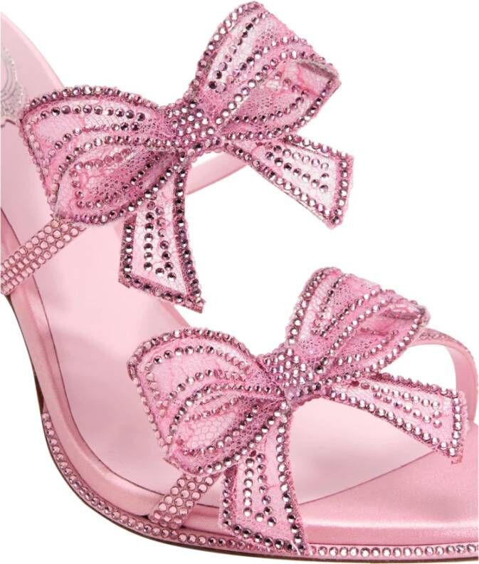 René Caovilla Roze Leren Satijnen Sandalen
